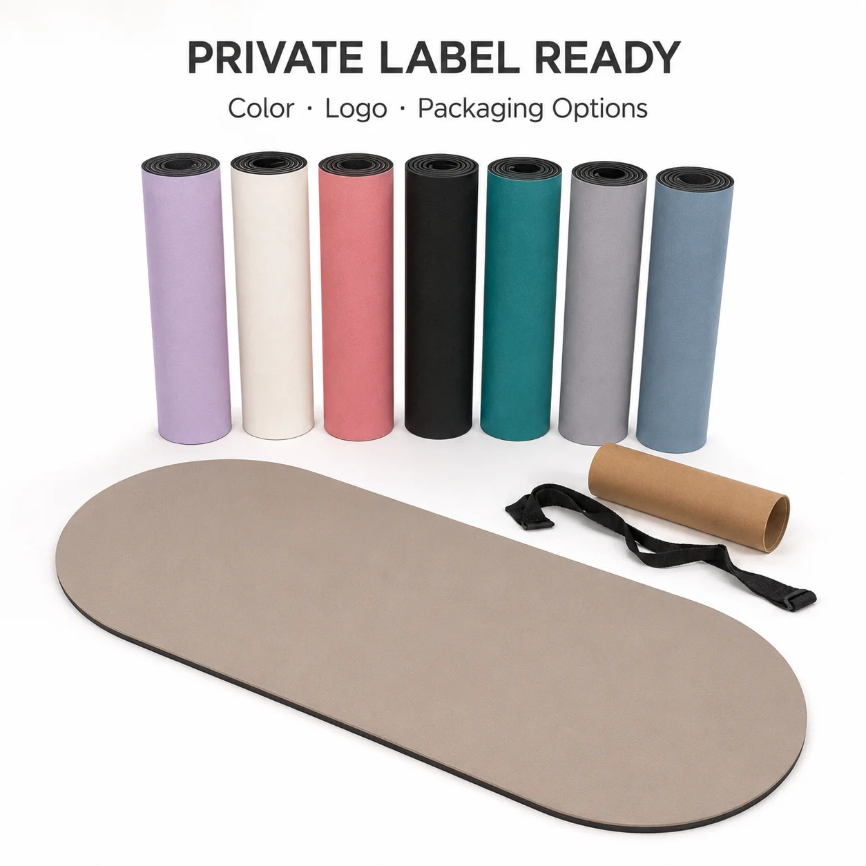 Non Slip PU Rubber Hot Yoga Mat 183x68cm 4.5mm Capsule Shape Rounded Ends Sweat Absorbent Pilates Mat Custom Logo Wholesale