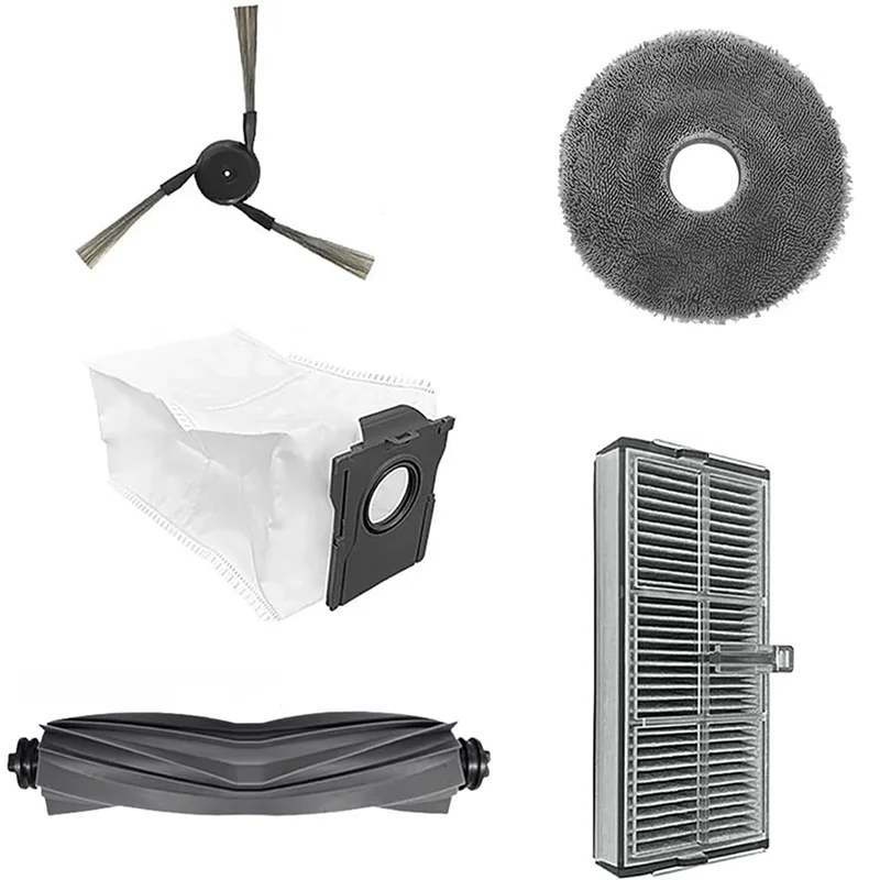 A006-Kit de accesorios Formova P50 Pro Ultra Cepillo Lateral principal Filtros HEPA Almohadillas para fregona Bolsas para polvo