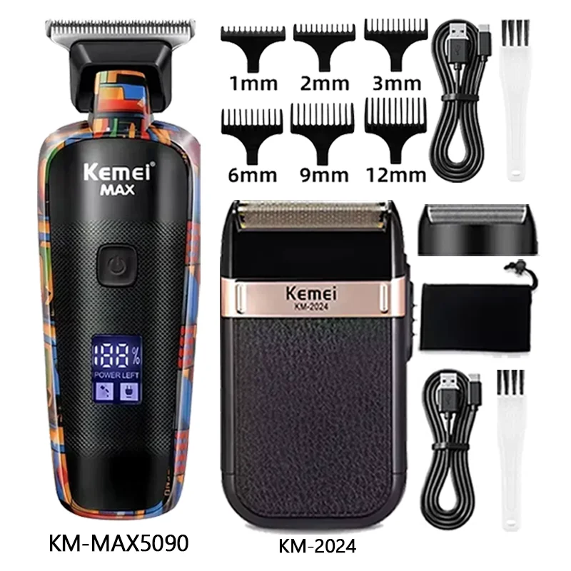 Kemei Km-MAX5090 Km-2299 Km-2024 Hair Trimmer Electric Hair Cutting Machine Hair Clipper Barber Cordless Clipper for Men