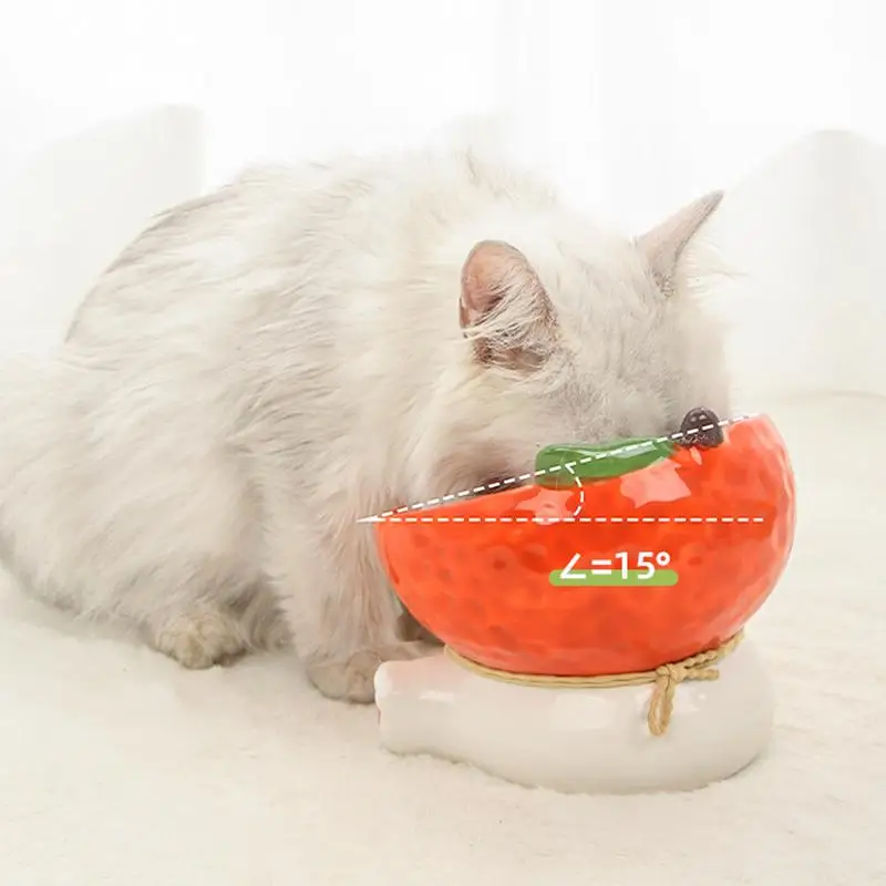 Ceramic Tilted Cat Bowl Raised Fruit Shape Food Bowls 245ml Anti-Slip Cute Cat Feeder Fashionable Food Bowls For Small Dogs