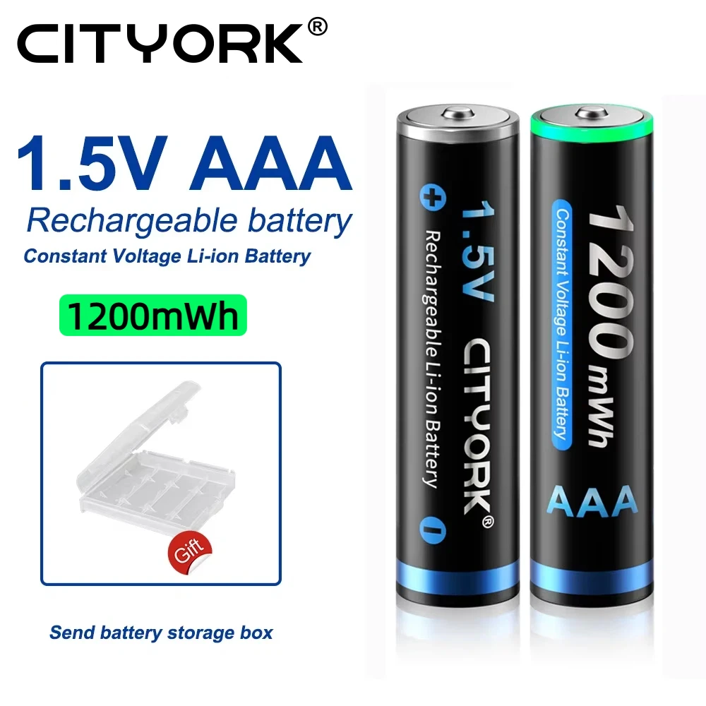 CITYORK 1,5 v AAA Li-ion baterías recargables 1200mWh AAA 1,5 V Li-ion aaa batería para control remoto, ratón inalámbrico