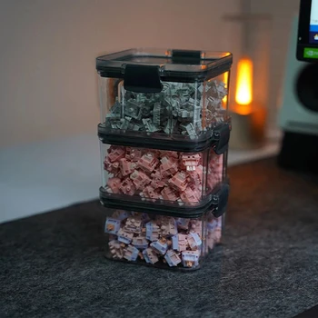 1PC Interruttori per tastiera Contenitore Scatola di immagazzinaggio PC Interruttori in policarbonato Scatola per tastiera meccanica 460/700ml Scatole di immagazzinaggio da scrivania