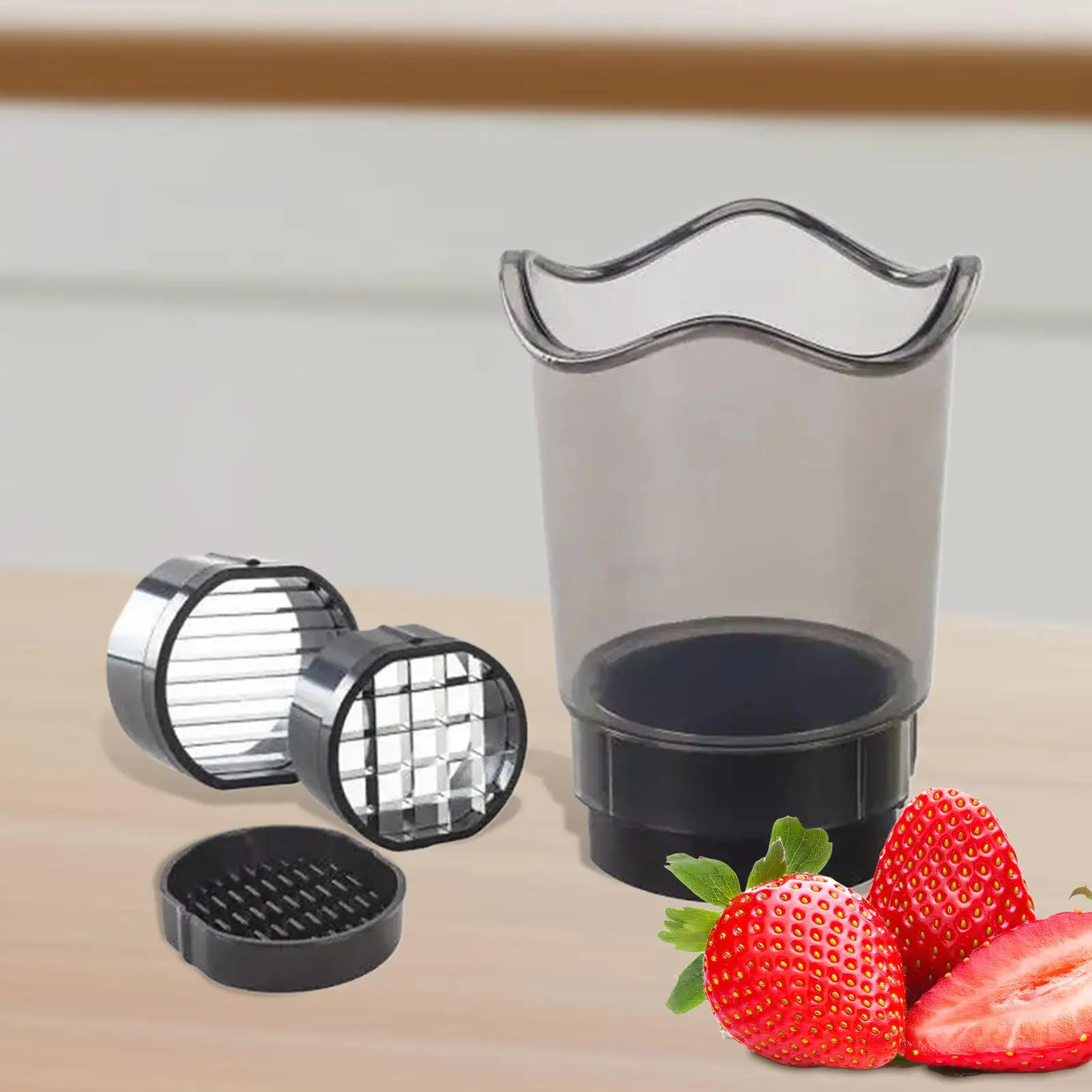 Fruit Cutter Slicer Cup Strawberries Cutter Cup Detachable Grape Slicing Tool Kitchen Gadget For Eggs Carrots Cucumber Kiwi - view 3
