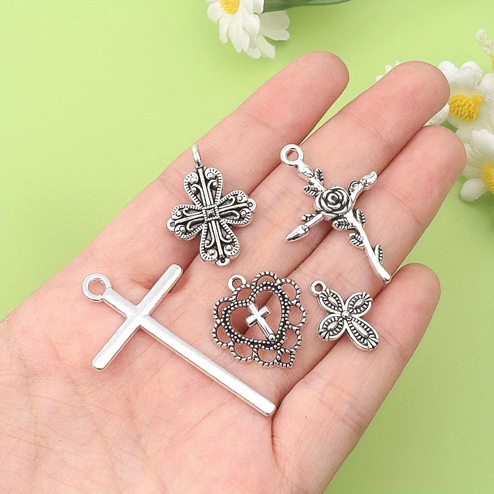 2/6/14pcs Multi-color Cross-shaped Pendants,Diy Necklaces Earrings, Christmas Thanksgiving Halloween Gift Decoration Accessories