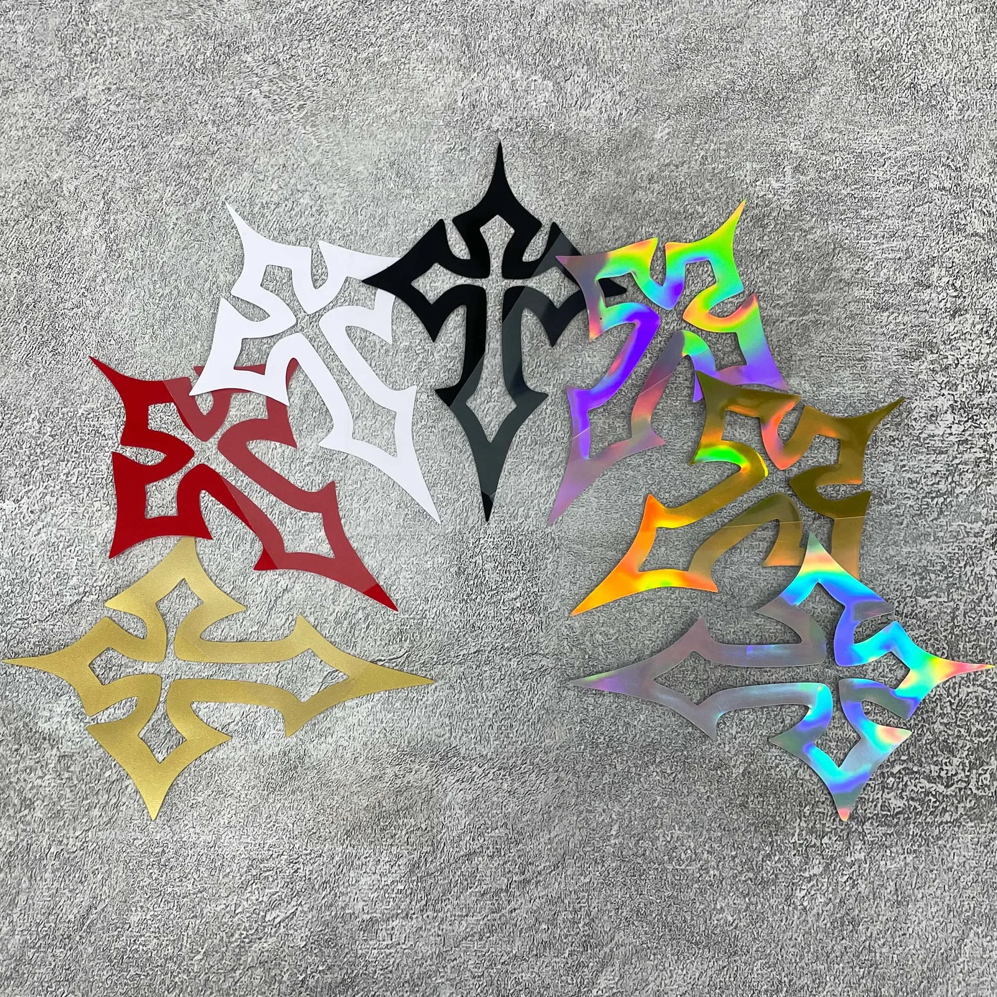 1PC Gothic-style Cross Helmet Decal Vinyl Self-adhesive Waterproof Motorcycle Stickers for Front Fairing Fuel Tank Scooter Decor
