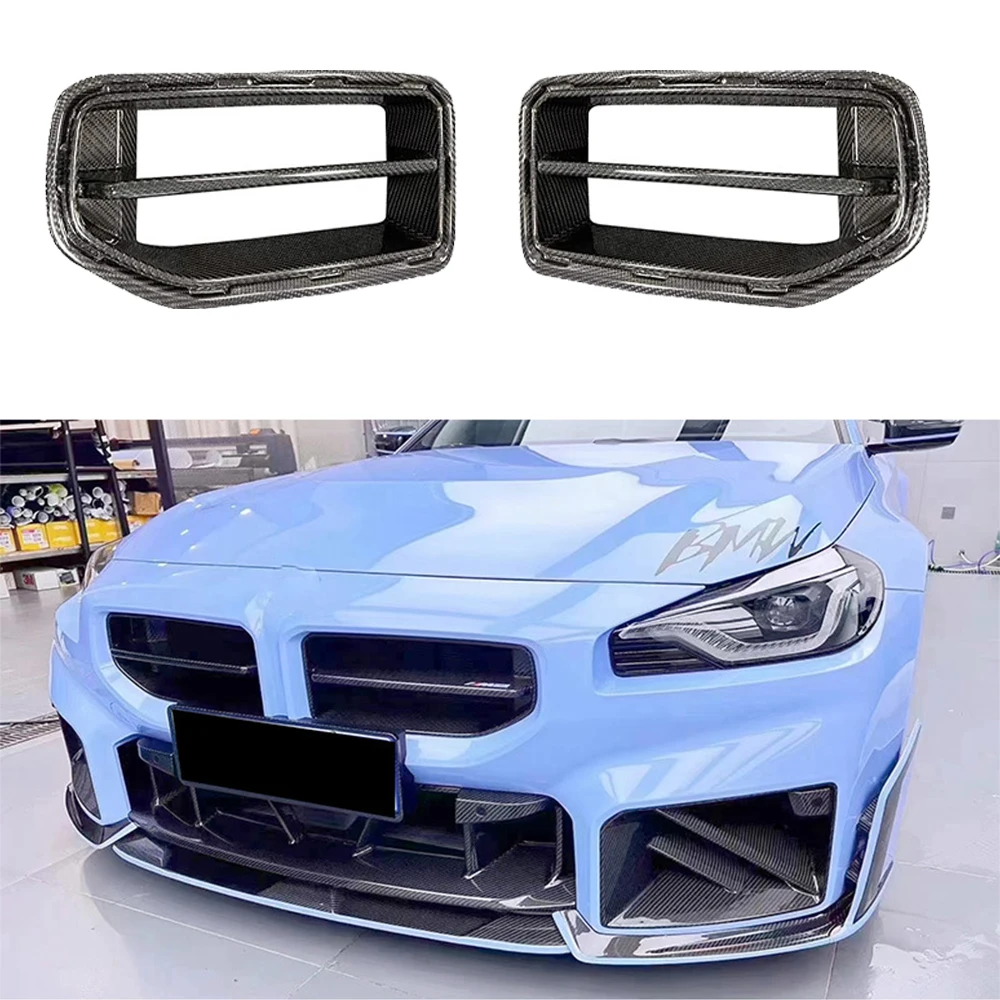 

For BMW M2 G87 2023 2024 Dry Carbon Fiber Front Bumper Air Vent Cover Trim Mesh Grill Frame Vent Hood Kidney Tuning Accessories