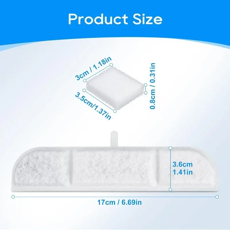 Filtros de repuesto de 6 piezas y Filtros de espuma para mascotas, cartucho de filtro de fuente de agua inteligente inalámbrica para gatos