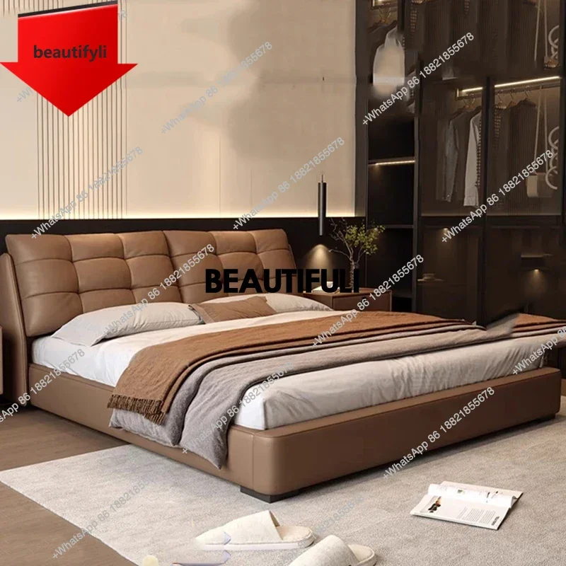 

A57 Винтажная спинка двуспальная кровать кожаная дизайнерская платформа для девочек каркас двуспальная кровать Queen Twin для взрослых Cama супружеская домашняя мебель