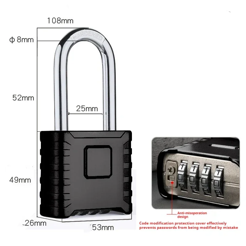 Waterproof Password Lock Outdoor Large Long Beam Short Beam Truck Warehouse Yard Door Mechanical 4-digit Password Lock Padlock