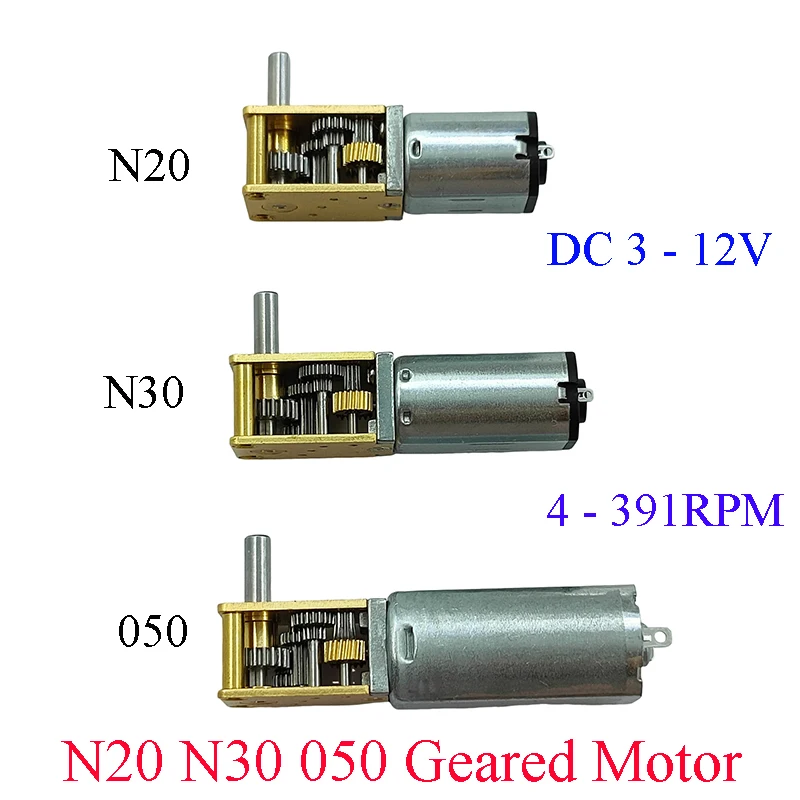 

DC 3V/6V/12V Worm Gear Motor, N20 N30 050 All-Metal Gearbox, Low Speed High Torque