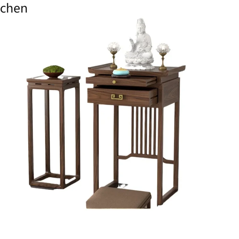 

HSN Guan Gong black walnut solid wood offering incense table God of Wealth small Buddha table Buddha table