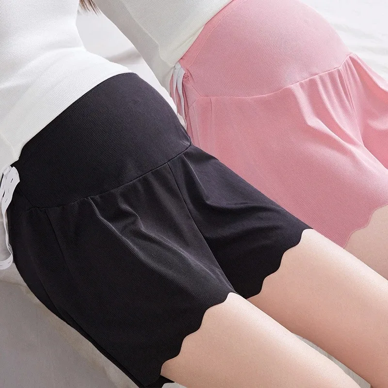 

Soft Short Maternity Pants For Pregnant Women Summer High Waist Solid Breathable Elastic Sexy Mini Capris Pregnancy Ice Silk