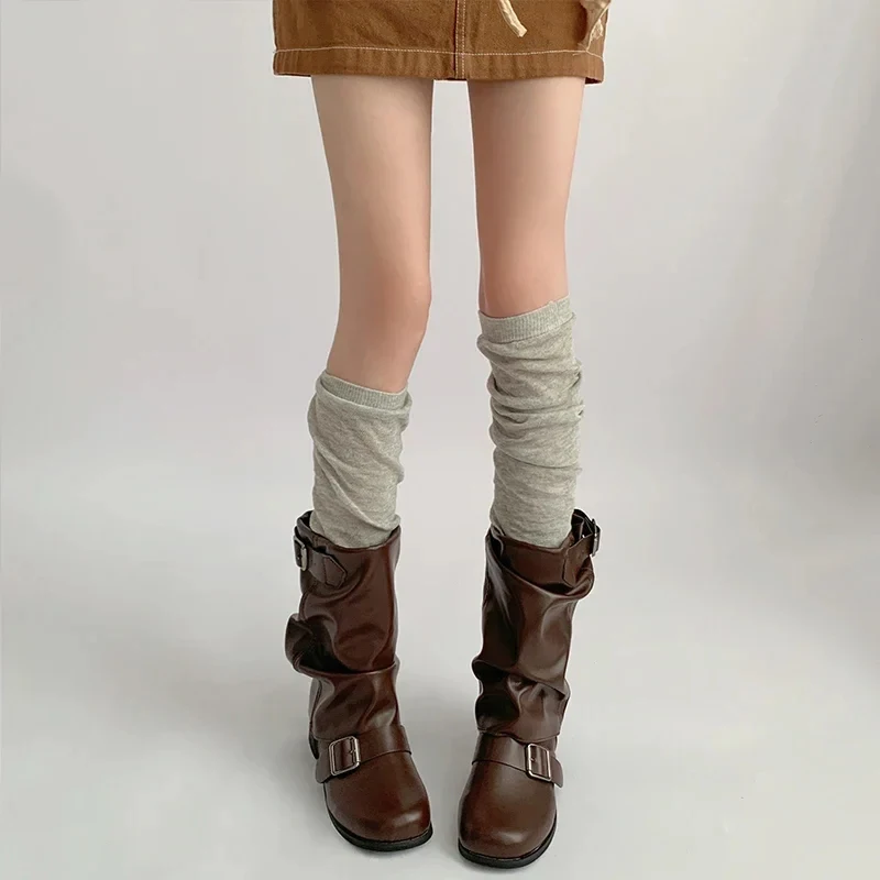 2024 Women Long Socks Lolita Boot Wool Thigh Stocking Skinny Cotton Over Knee-High Fluffy Female Long Knee Sock