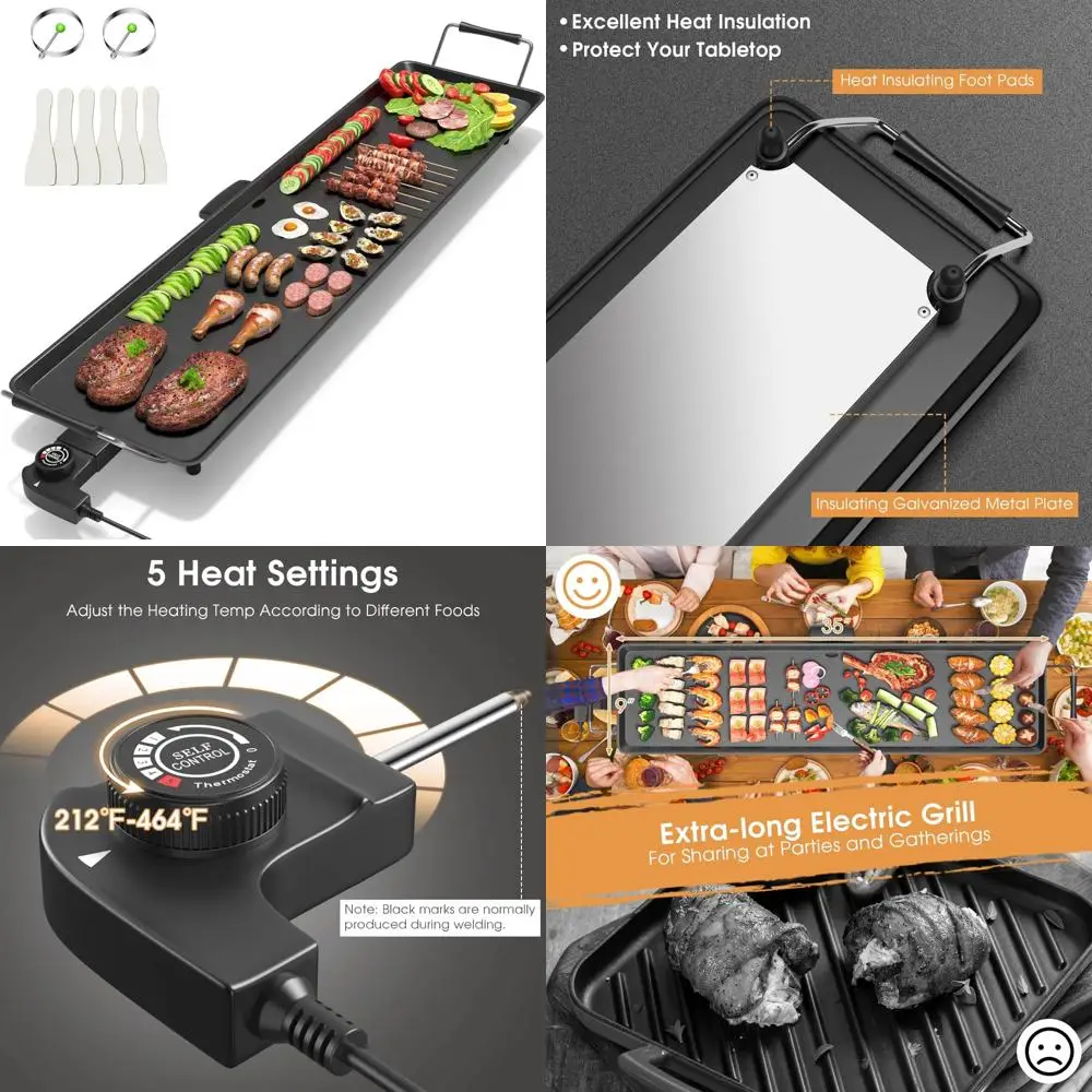 

COSTWAY 35 Inch Electric Teppanyaki Griddle, Large Nonstick Cooking Surface for Indoor and Outdoor Pancake and BBQ Grilling