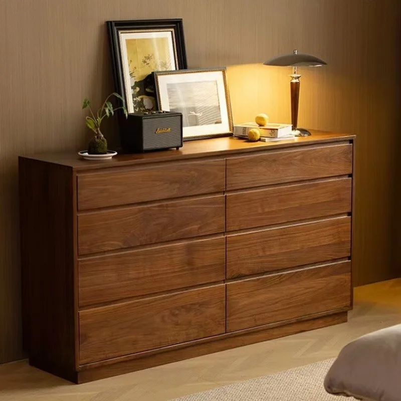 

chest of drawers household bedroom wall solid wood color new Chinese cabinet master bedroom bedside locker light luxury modern