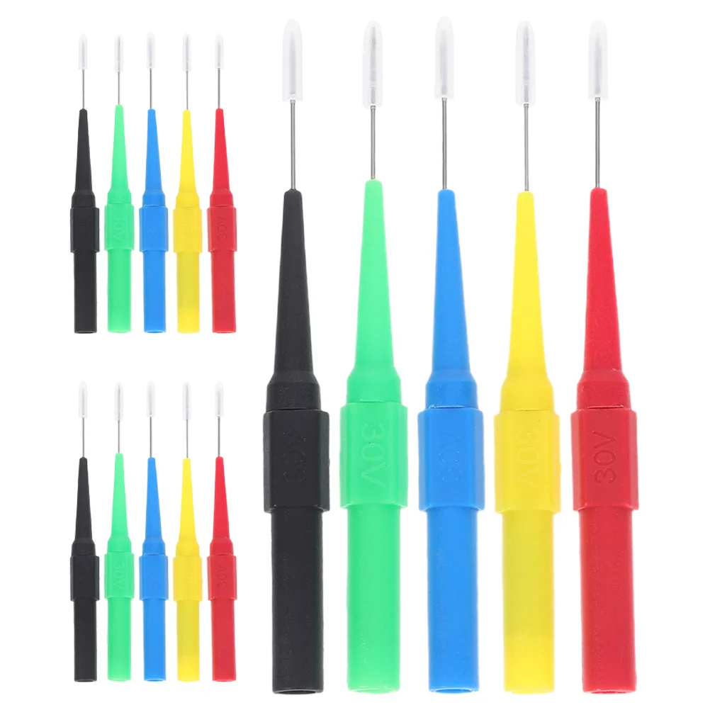 หัววัดแบบเจาะสายไฟขนาด 0.7 มม. จำนวน 15 ชิ้น สำหรับมัลติมิเตอร์ ใช้ได้กับเครื่องทดสอบไฟฟ้าอัตโนมัติทั่วไป สายทดสอบแบบเจาะ