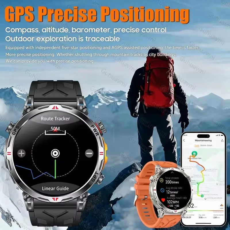2025 novo militar T-Rex3 gps relógio inteligente 10atm à prova dwaterproof água 650mah bateria freqüência cardíaca bússola ai gps esportes rastreador smartwatch masculino