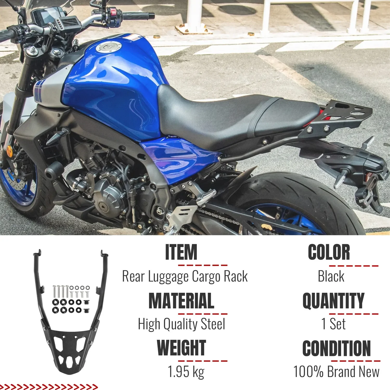 لياماها MT09 دراجة نارية الخلفية الأمتعة البضائع الرف الناقل جبل مسند الظهر ل MT 09 SP 2021-2023 الركاب حقيبة الرف