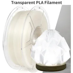 Filamento PLA transparente com alta transmitância de luz, carretel PLA claro, precisão dimensional ± 0,02mm, 1,75mm, 1kg 2,2lbs