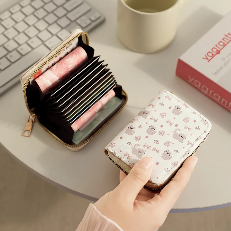 {MAX-66} 11 Positions Cute Bowknot Coin Purse PU Leather Kitty Money Bag Large Capacity Gift Bag Girls Students