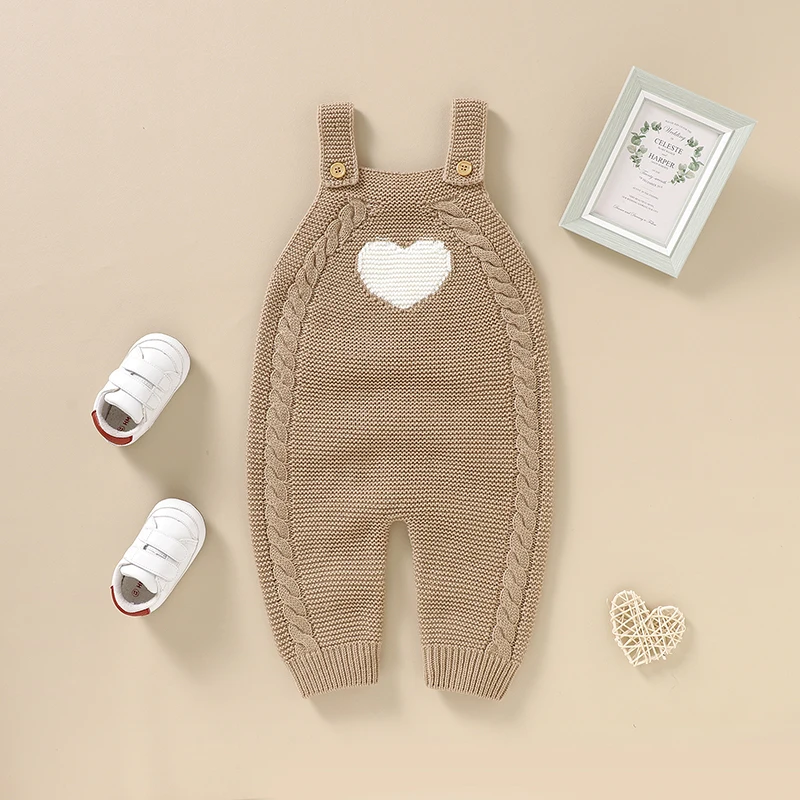 Newborn Baby Clothes Set Knitted Infant Boy Long Sleeve Coat +Sleeveless Jumpsuit Fashion Solid Toddler Girl Kid Top +Romper 2PC