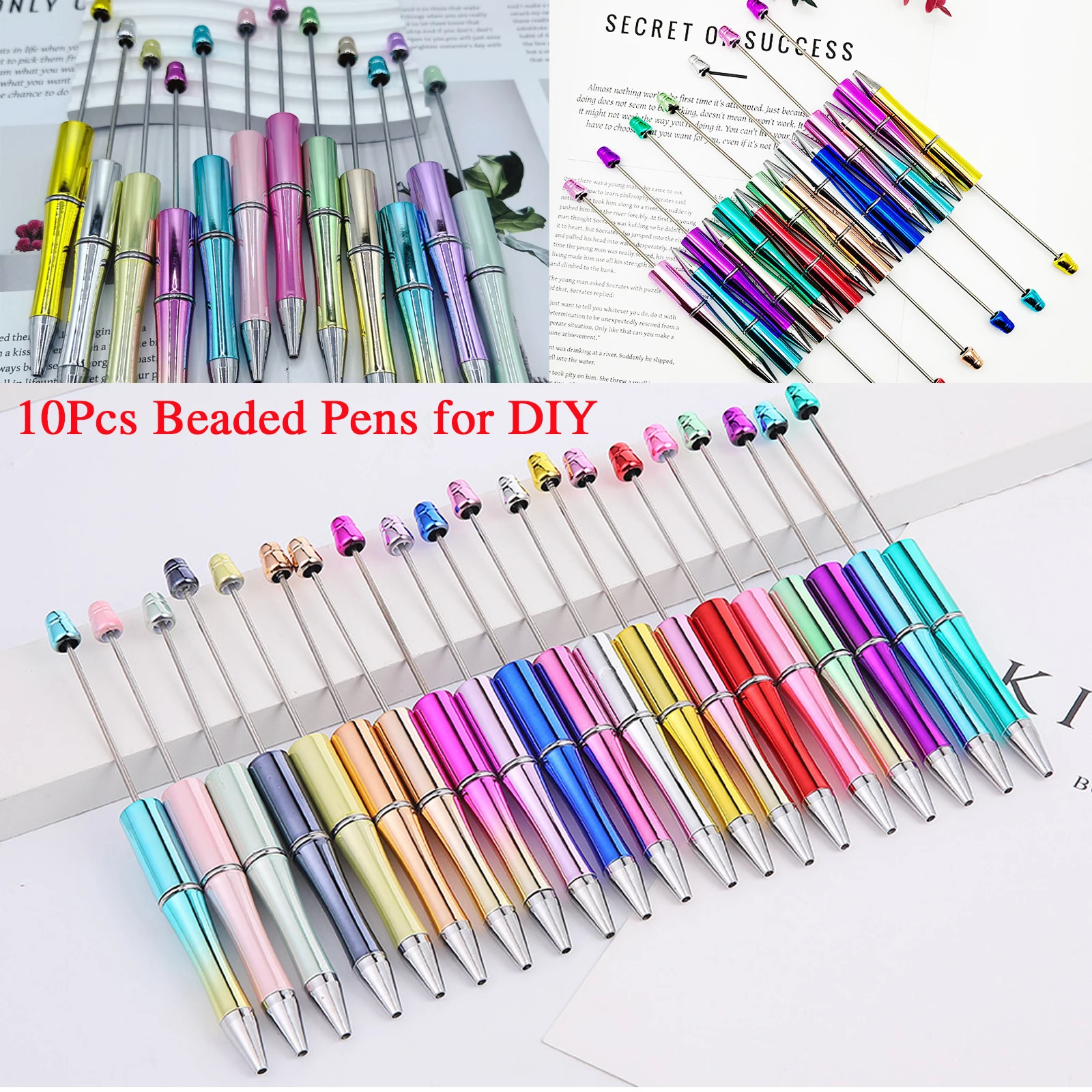 

10 шт. пластиковых ручек с бусинами для рукоделия, подарок на Рождество и праздники для офиса