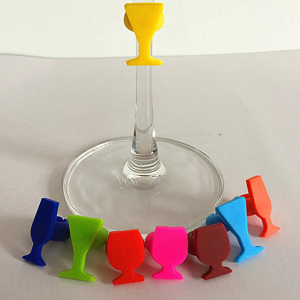 

8 Pcs Glass Label Silicone Marker Red Identification Reusable Grade Non Slip Glass Shape Party Favors Charm
