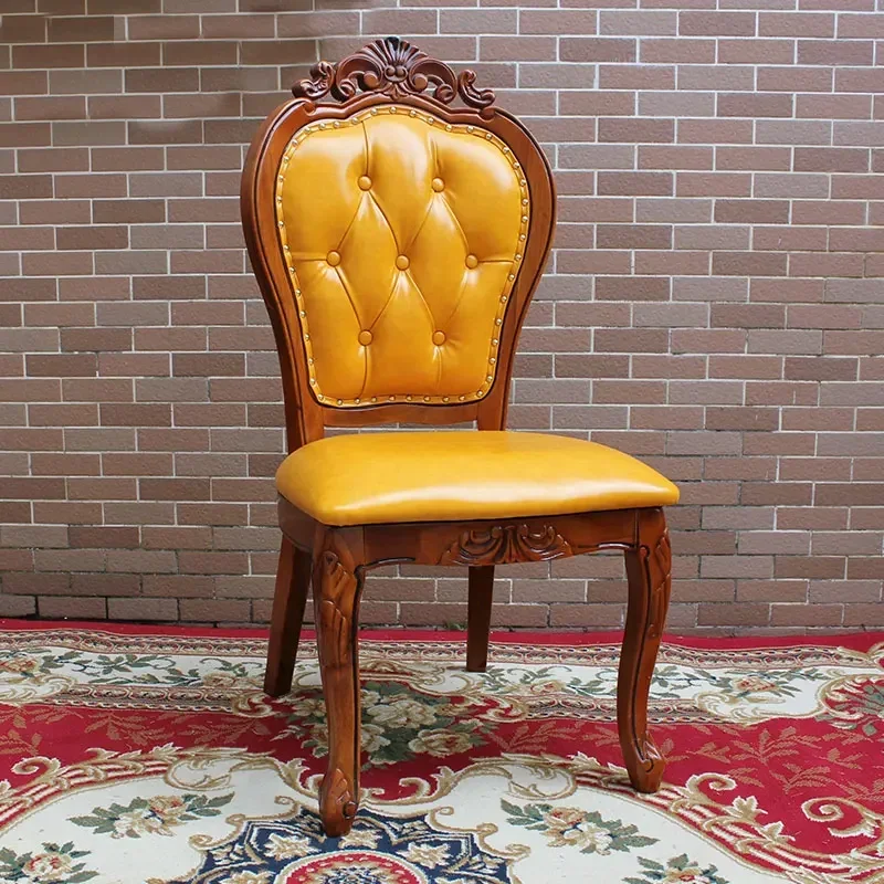 

1American-Style Solid Wood Study Chair Study Home Leather Chair Hotel Dining Chair