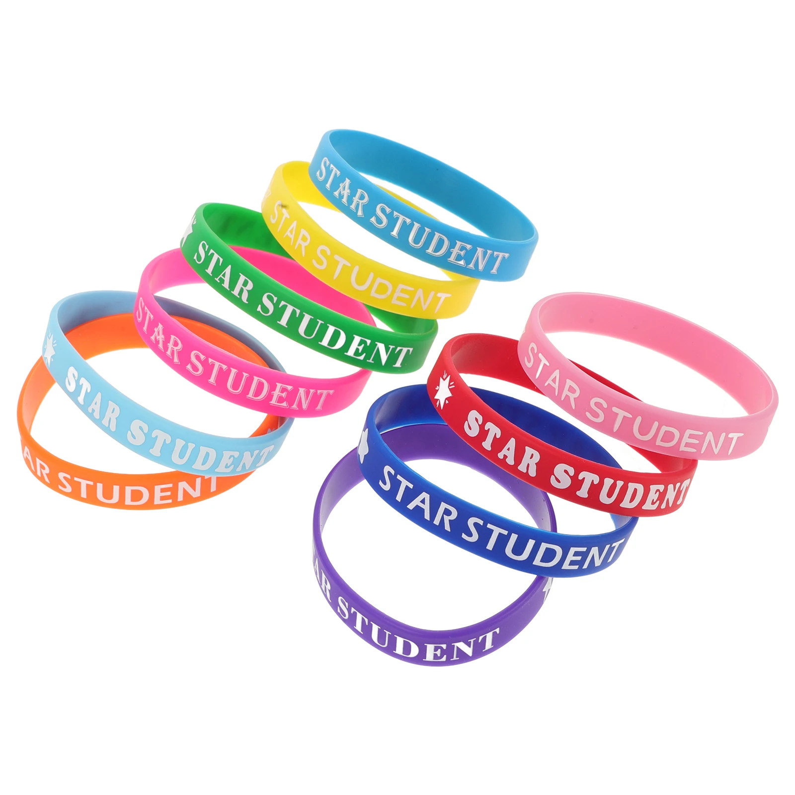 

10 Pcs Colored Silicone Wristband Birthday Wristbands for Students Classroom Rewards Childrens Bracelets Silica Gel