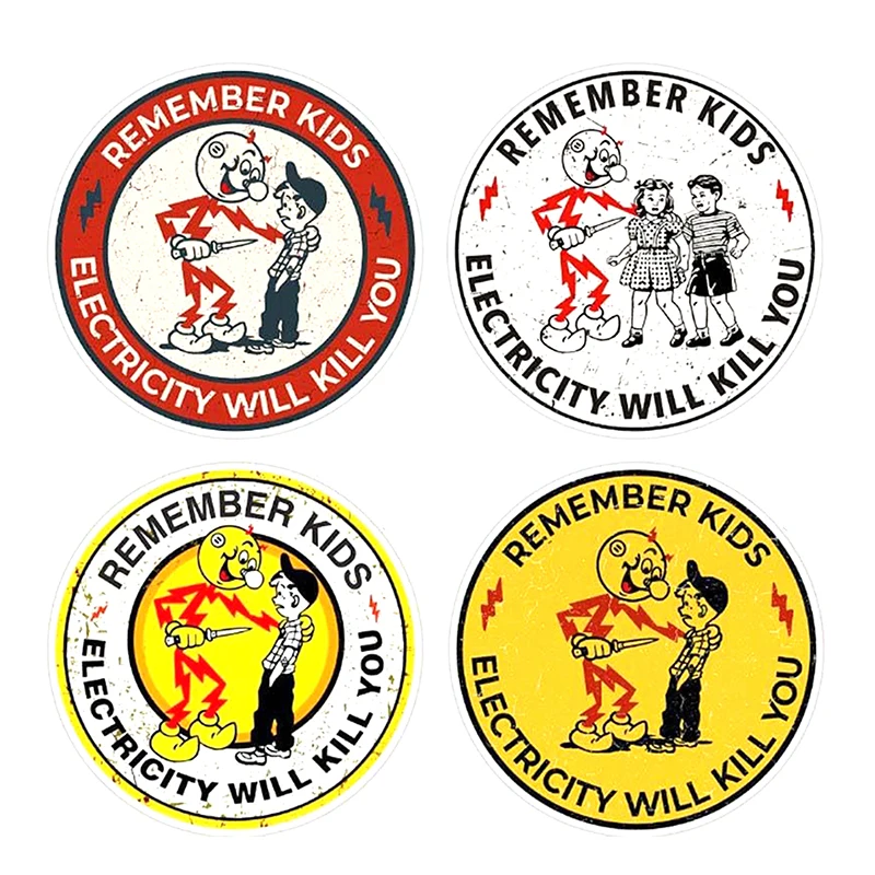 10Pcs Electric Shock Hazard Warning Stickers – Electricity Can Kill – Safety Decals For Electricians, Helmet Vinyl Labels