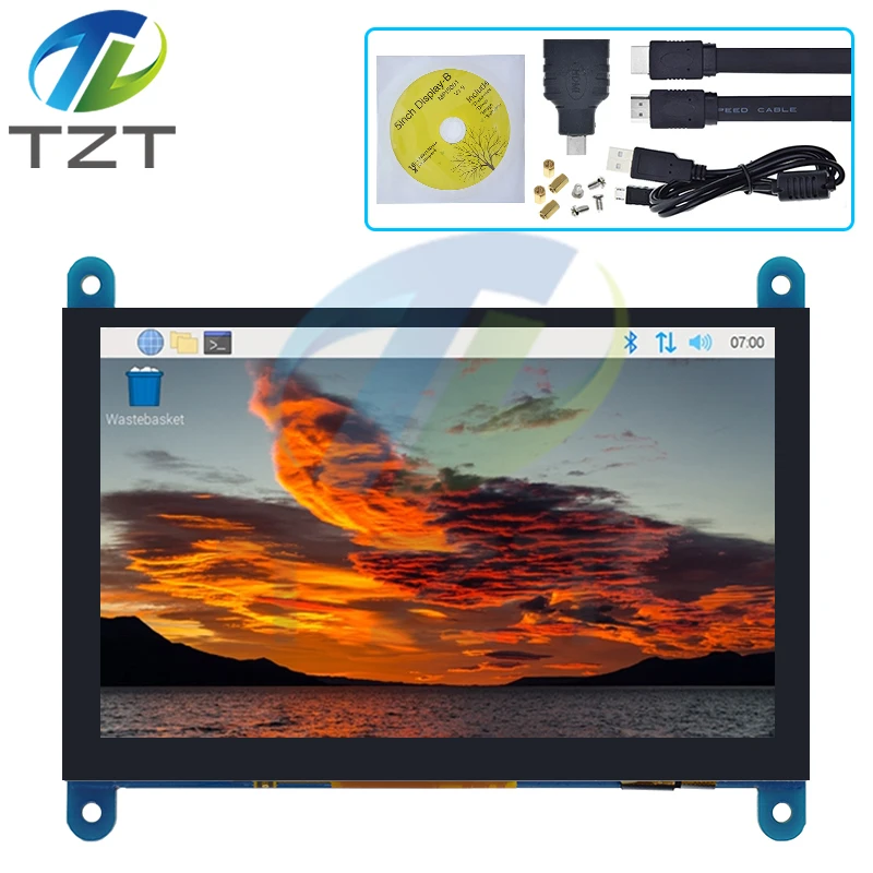 tzt-5インチポータブルモニター-hdmi-800-x-480静電容量式タッチスクリーンlcdディスプレイ（ラズベリーパイ4-3b-pc-バナナパイ-esp32対応）