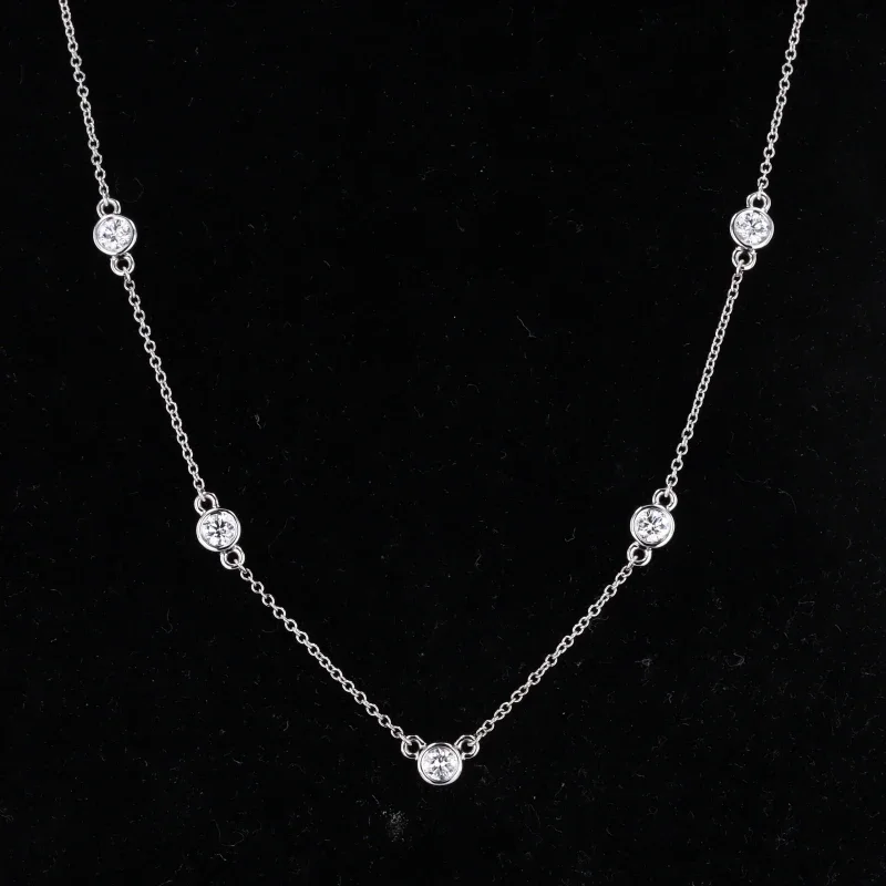 Diamond Jewelry 14K White Gold 3mm Colorless DEF Lab Diamond Gemstone Necklace For Woman