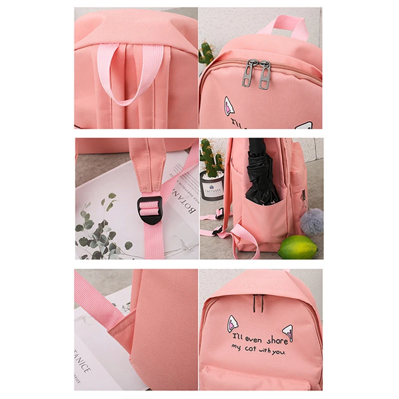 4Pcs Backpack Set Primary Student Backpack Large Capacity Canvas Laptop Backpack Waterproof Fashion Crossbody Bag Travel Daypack