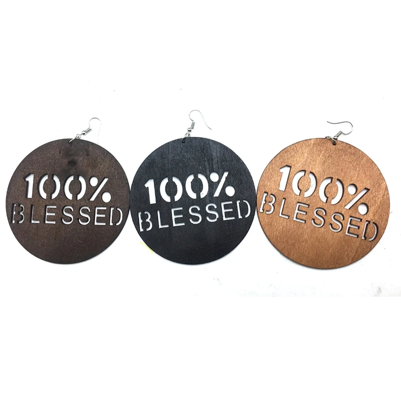 3 inch round 100% Blessed wood Earrings