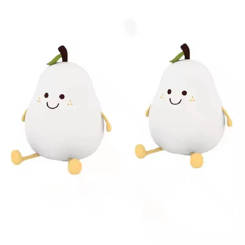 Lampada da notte creativa a forma di pera a LED Lampada da comodino per camera da letto per bambini Lampada da notte in silicone a forma di pera ricaricabile tramite USB