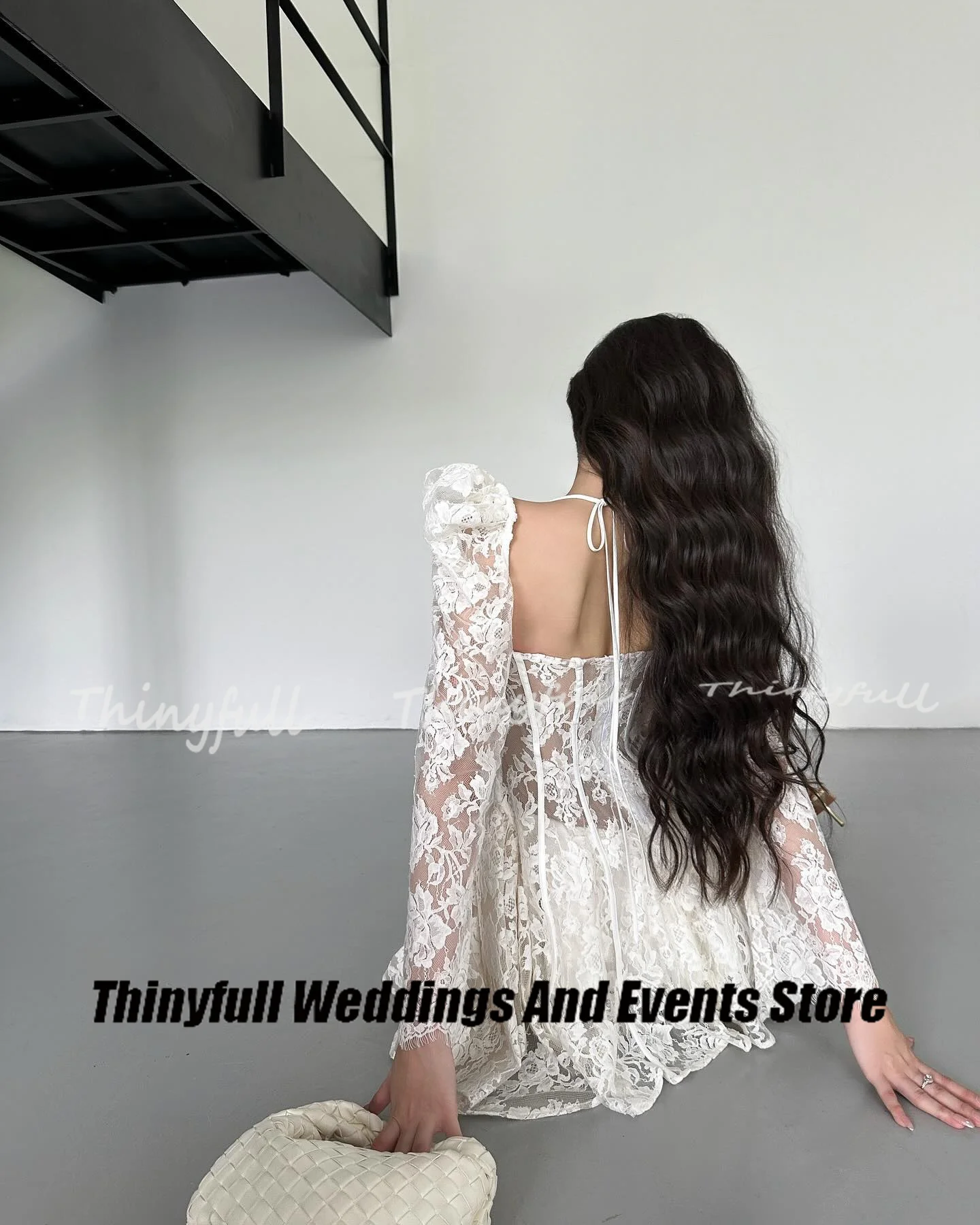 Thinyfull A-line Short Lace Prom Dresses Sweetheart Full Sleeves Evening Gown Birthday Party Dress Robe De Soirée Customized