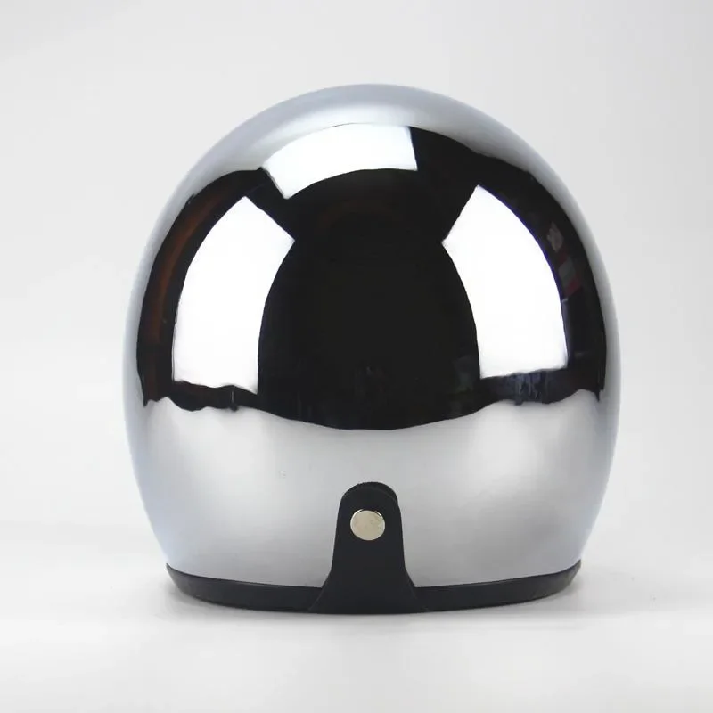Vintage Silver Chrome Motorcycle Helmet Jet Capacetes De Motociclista for Cafe Racer Mirror CE DOT Approved