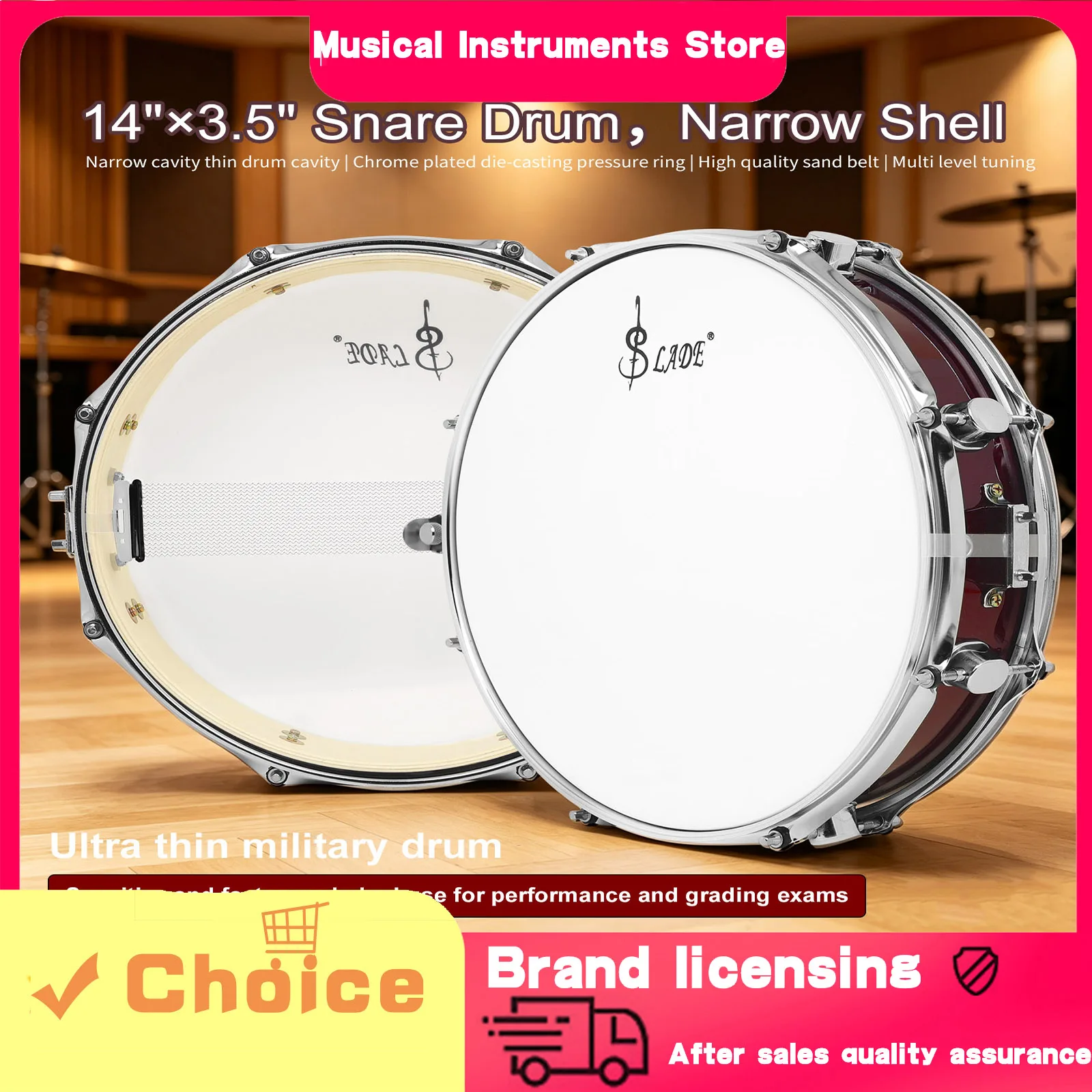 SLADE Snare Drum 14x3.5 Inch Narrow Drum Suitable For Pop And Jazz Performances Outdoor Performance Percussion Instruments
