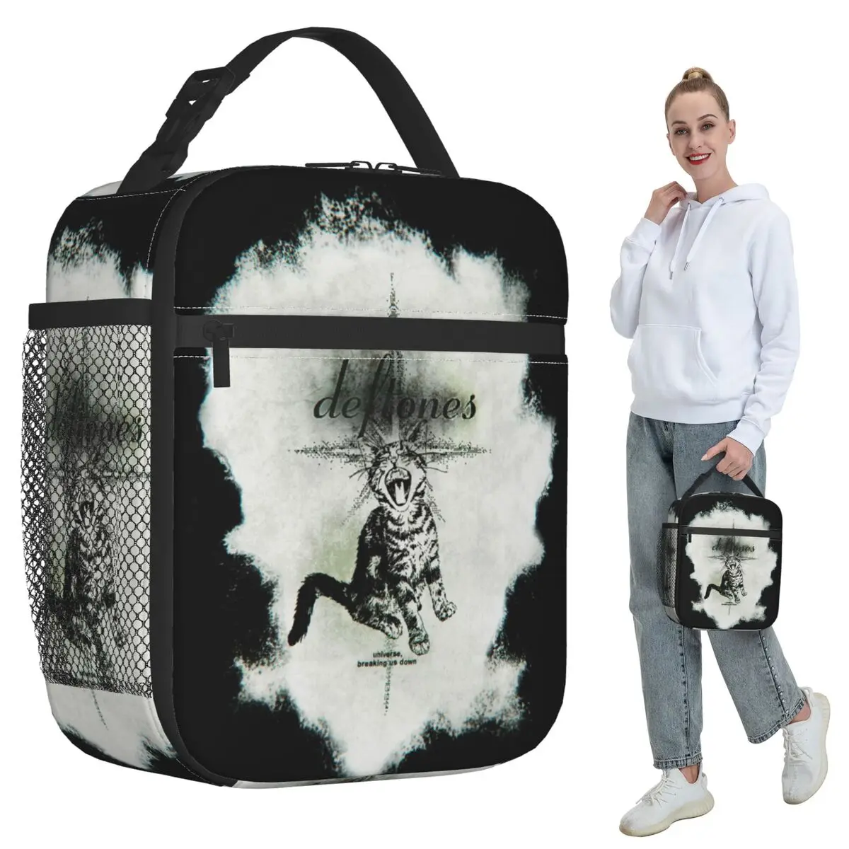 ديفتونز شريط معدني ألبوم المهر الأبيض معزول حقيبة الغداء لمكتب برودة صندوق طعام حراري حمل صناديق الغداء المحمولة الحاويات