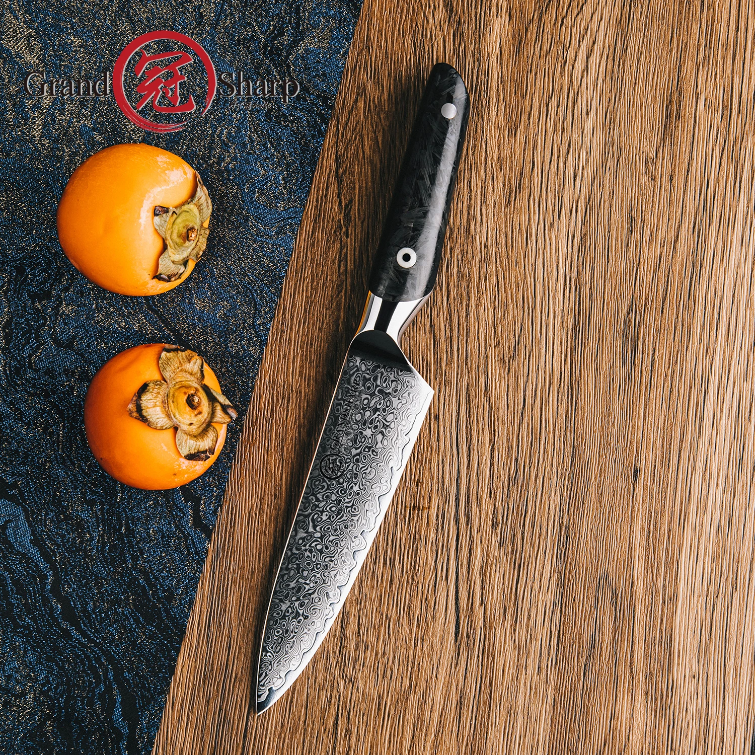 

Grandsharp 5.5''Utility Knife 67 Layer AUS-10 Damascus Steel Carbon Fiber Handle All Purpose Kitchen Knife Kitchen Tool