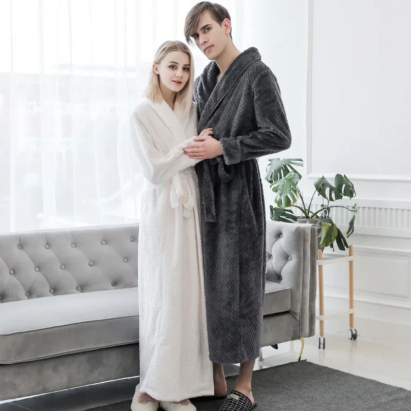 Autumn Winter New Shower Robes Loose Loungewear Long Thicken Robe Warm Flannel Kimono Nightgown Lady Casual Peignoir Nightie