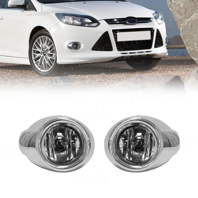 

Car Fog Lamp Fit For Ford Focus 2012 2013 Halogen Bulb H11 55W Chrome Cover Daytime Running Driving Lights DRL With Switch Wires