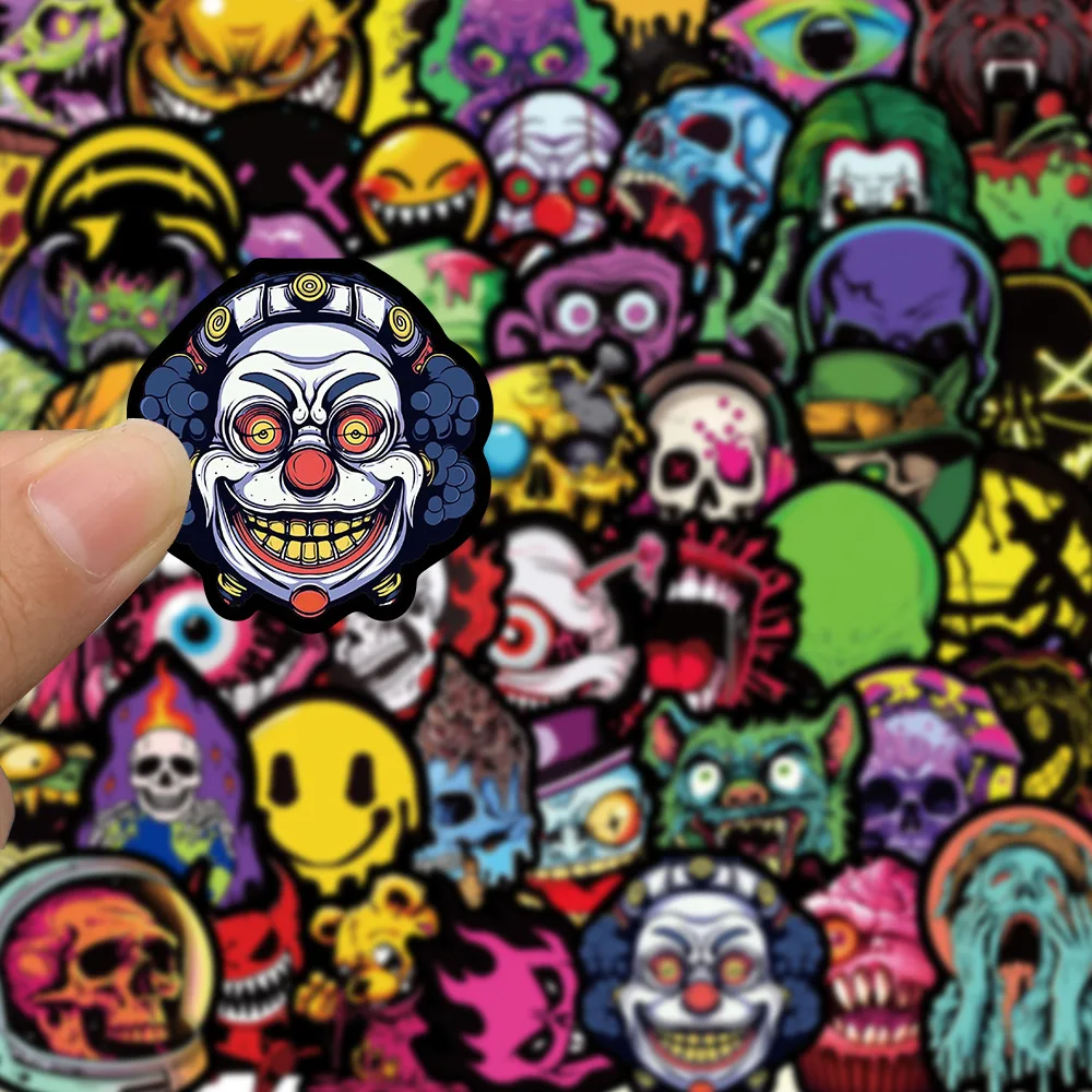 10/50Pcs Funny Gothic Skull Ghost Face Stickers Decals Toy DIY Laptop Skateboard Phone Luggage Guitar Helmet Waterproof Sticker