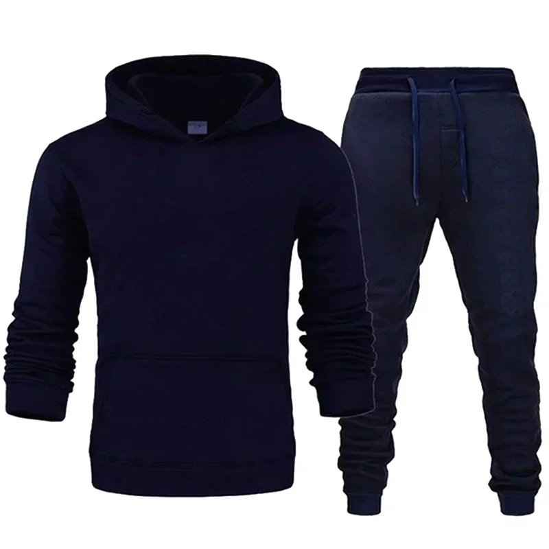 Basic Men/Women 2Pcs/Sets Sweatshirt Hoodies Pants 2024 Male Gyms Fitness Tops Joggers Sportswear Tracksuits Couples Wear Unisex