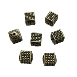 10pcs Charm Cube Perforated Square Bead Connector For Jewelry Making DIY Handmade Bracelet Necklace Alloy Accessories Wholesale