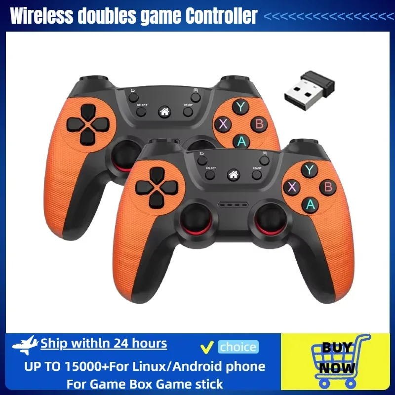 

Wireless doubles game Controller For Linux/Android phone For Game Box Game stick PC Smart TV Box 2.4G gamepad Joystick