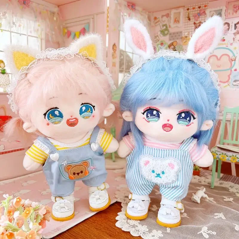 20cm Doll Clothes Accessories Fit Idol Plush Doll's Clothing Stuffed Toy Outfit Overall T-shirt Korea Kpop EXO Super Star Dolls