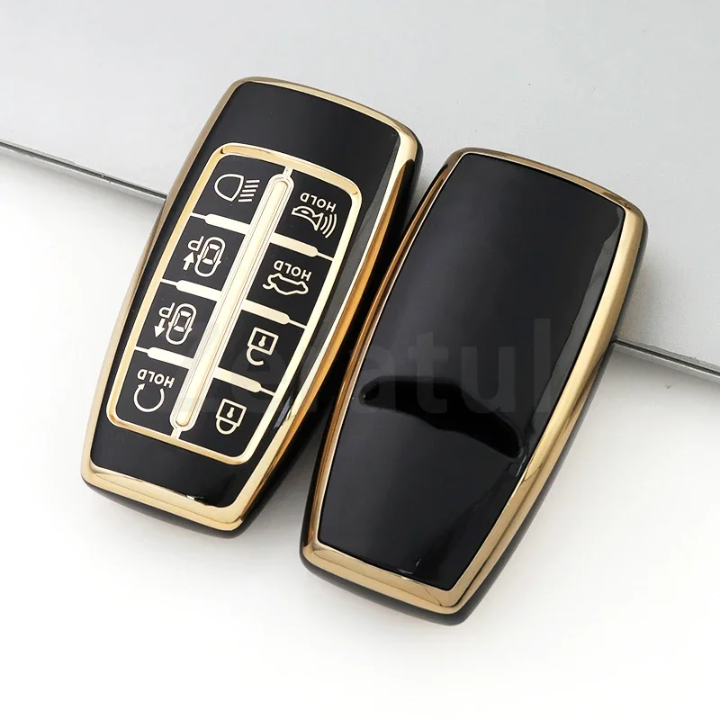 8 أزرار بولي TPU السيارات سيارة مفتاح ذكي غطاء قذيفة فوب حامل لشركة هيونداي جينيسيس GV60 GV70 GV80 GV90 G70 G80 G80 G90 بدون مفتاح