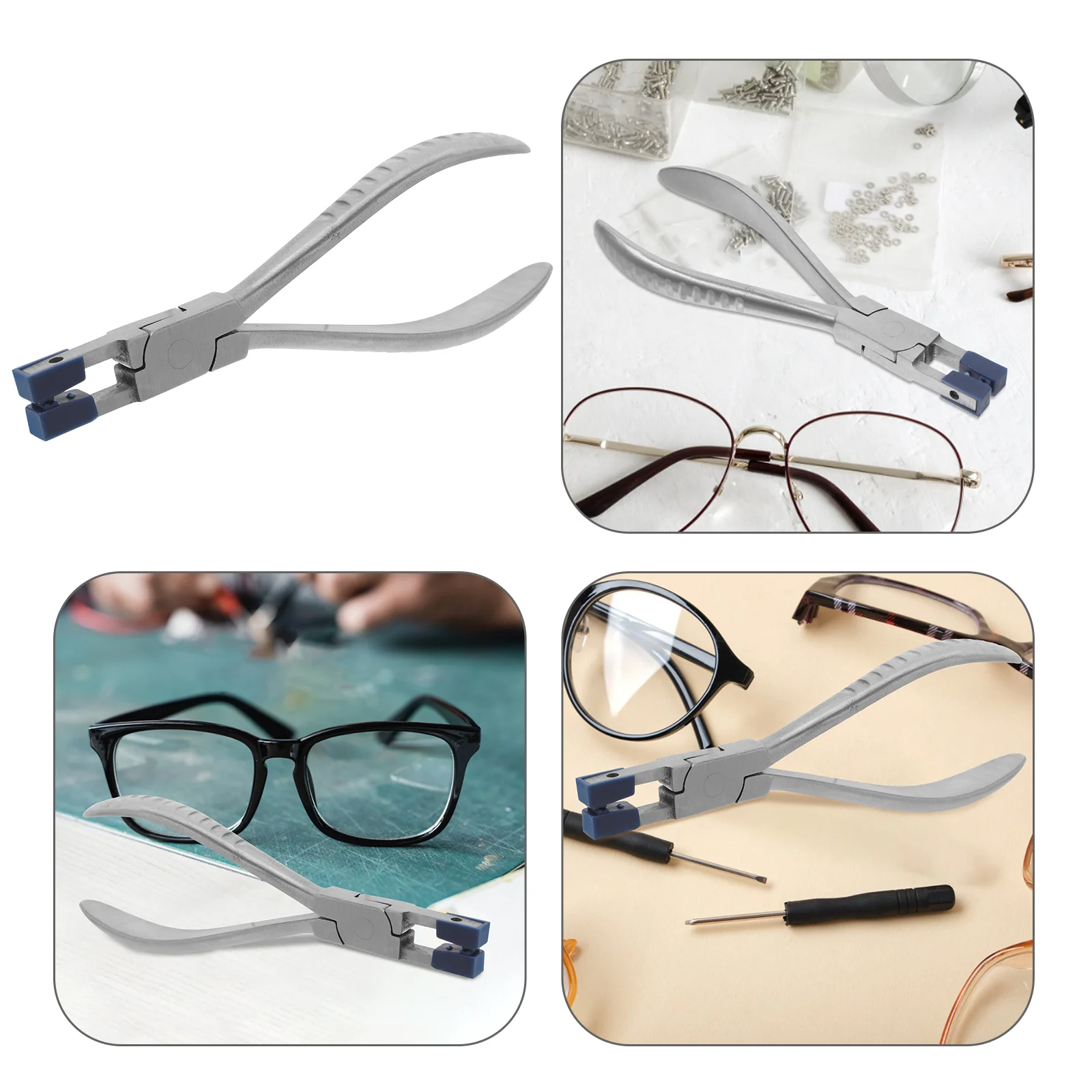 Pince de réparation de verre pour les yeux, outils de cadre de lunettes, bras de lunettes réglables, ensemble de pinces importantes, fournitures de réparation de lunettes sans monture