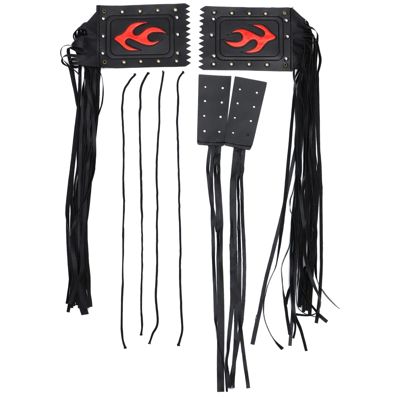 

Motorcycle Handlebar Tassel PU Fringe Grip Cover Stylish Flame Spike Design Rubber Decor for Motorbike Supplies
